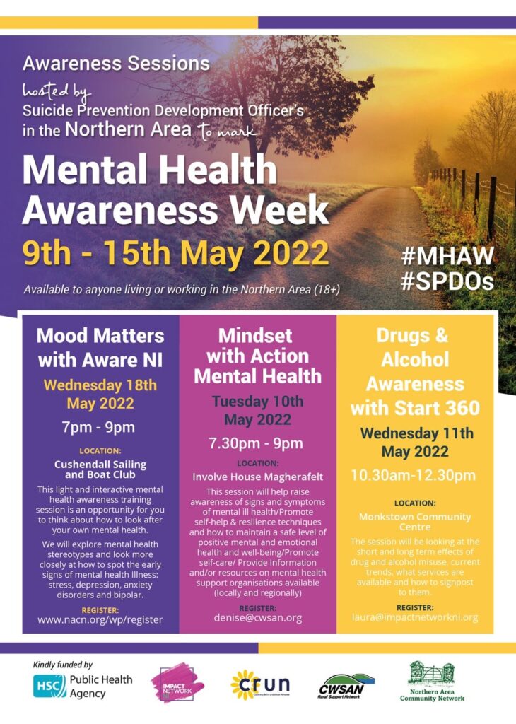 Mental Health Awareness Week 9th – 15th May 2022 – Awareness Sessions
